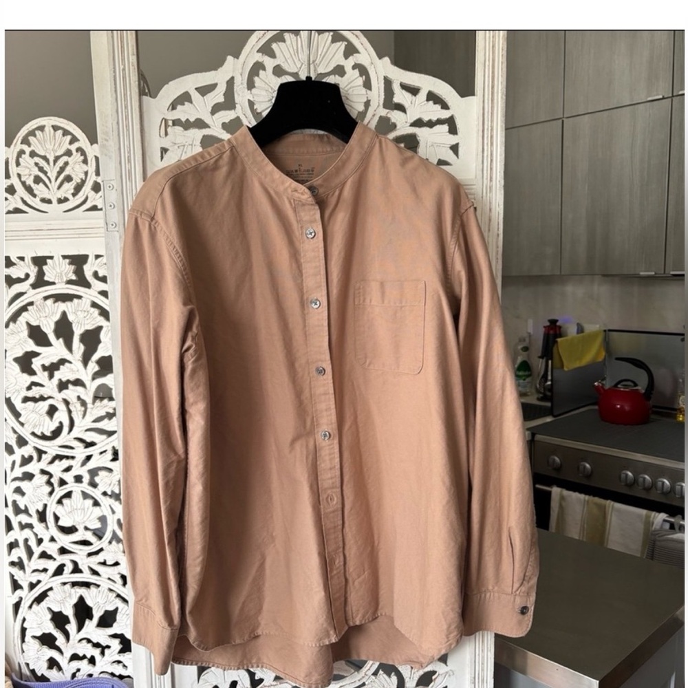 Muji Washed Oxford Stand Collar shirt